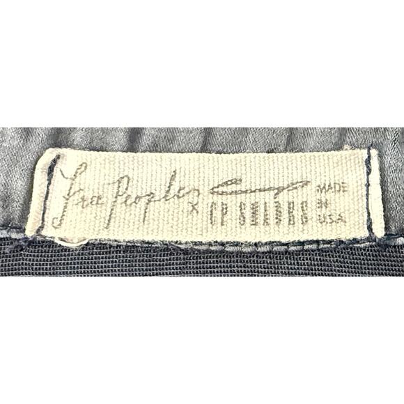 Free People x CP Shades Joss Velvet Velour Button Up Top Blouse Tunic Dark Blue - Picture 7 of 10